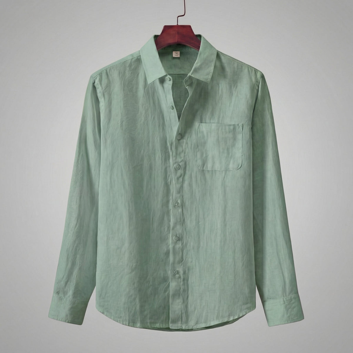 Camicia di Lino Manica Lunga Uomo con Taschino