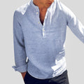 Nicolás | Camicia di Lino Uomo Manica Lunga Scollo Henley