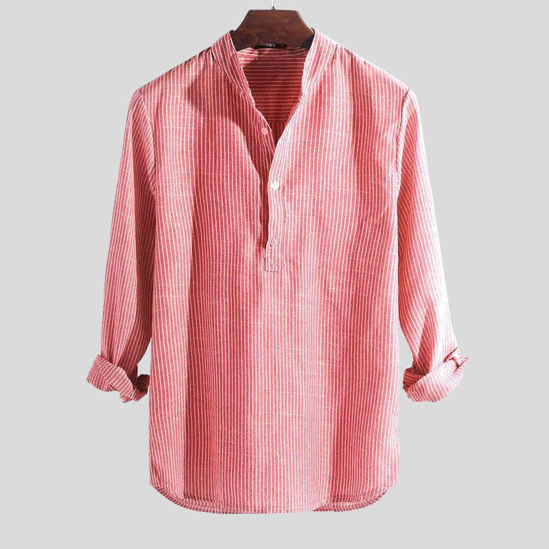 Nicolás | Camicia di Lino Uomo Manica Lunga Scollo Henley