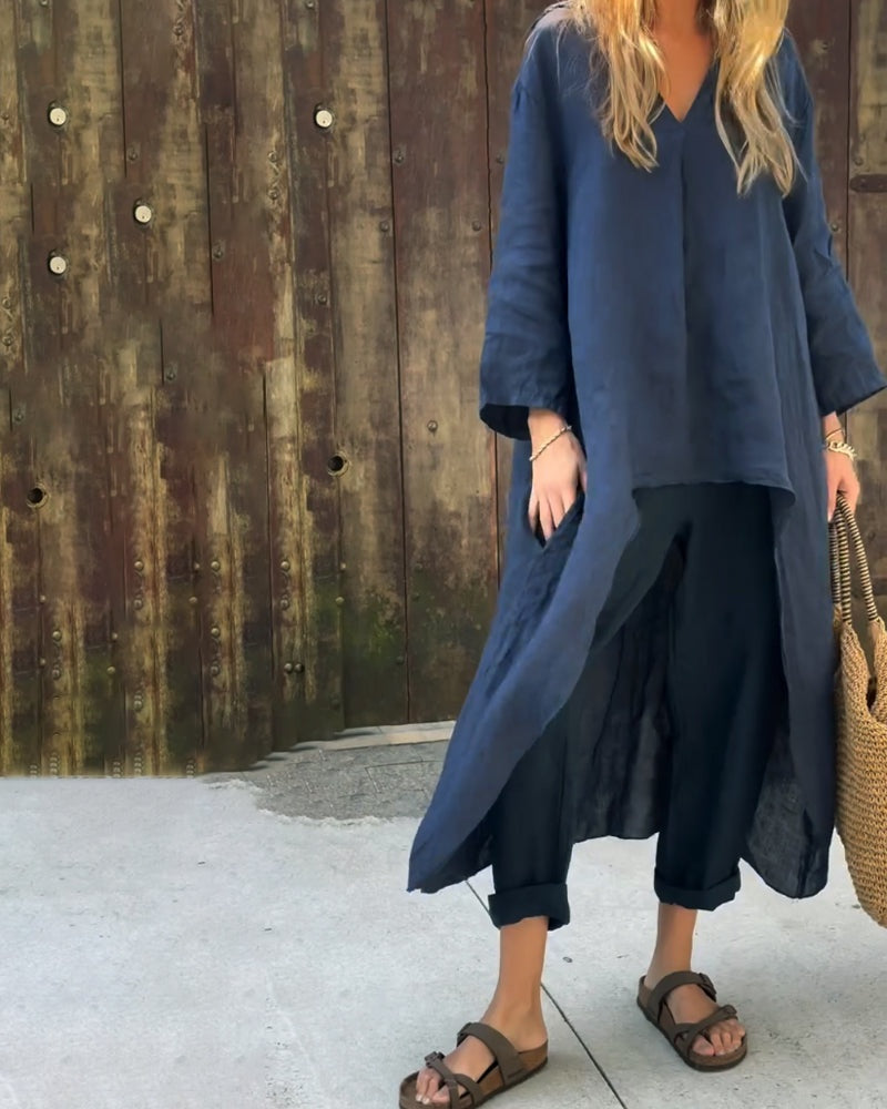 Raquel | Completo di Lino Casual Donna Pantalone e Blusa
