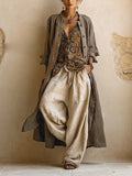 Remedios | Completo di Cotone e Lino a 3 Pezzi Donna Cardigan